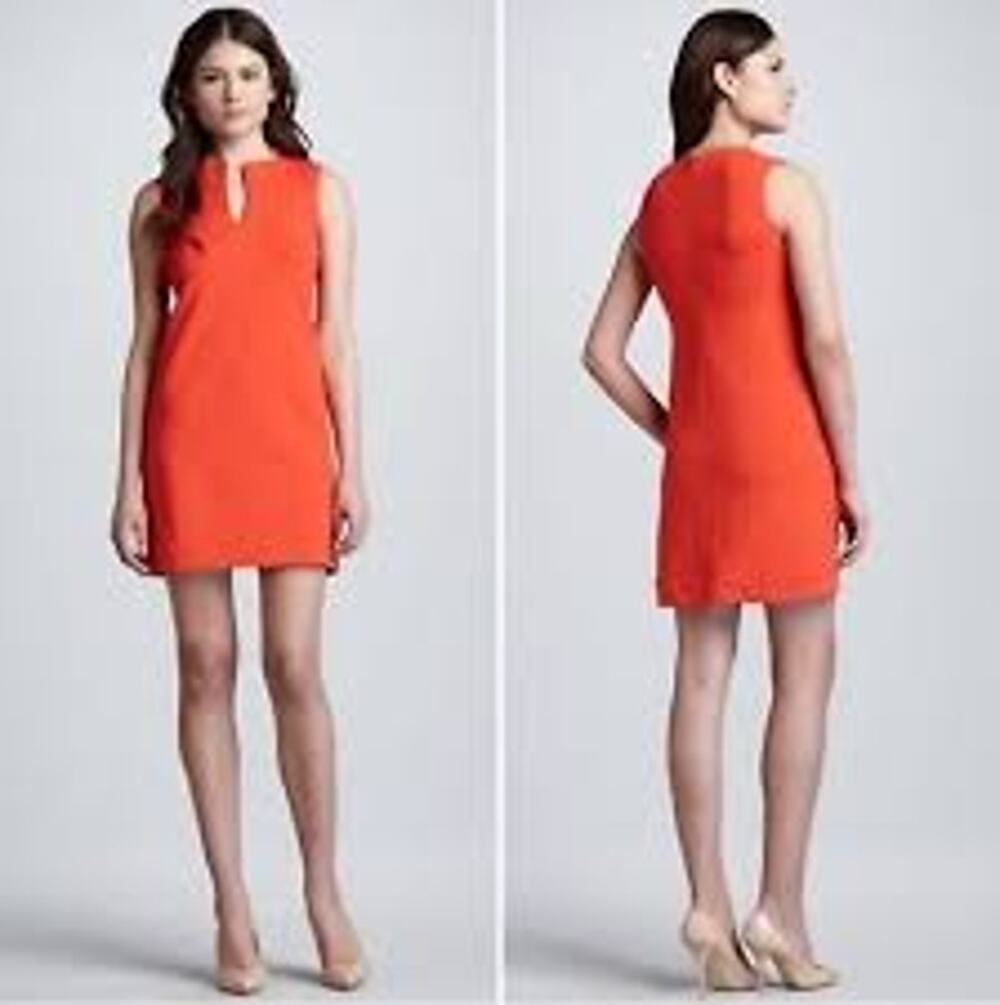 Diane von Furstenberg Women Retro Mod Dress Kadijah Bold Orange Stretch 10